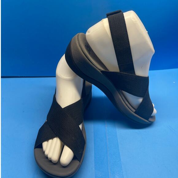 Clarks Black Aria Kaydin Sandals Cloudsteppers Stappy Comfort Women's size 7 - Picture 4 of 9